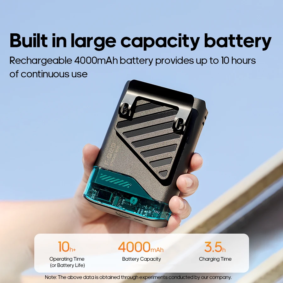 Kinscoter المحمولة معلقة الخصر مروحة 5 سرعات الرياح قابلة للشحن السفر في الهواء الطلق مروحة التبريد LED عرض 4000mAh مروحة مكتب كهربائية