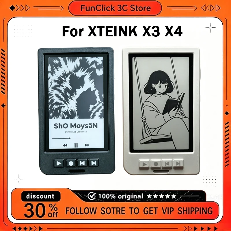 For XTEINK X3/X4 E-book Reader Protective Case Handmade Custom Retro Player Protective Shell Ink Screen Reader Shell Accessories