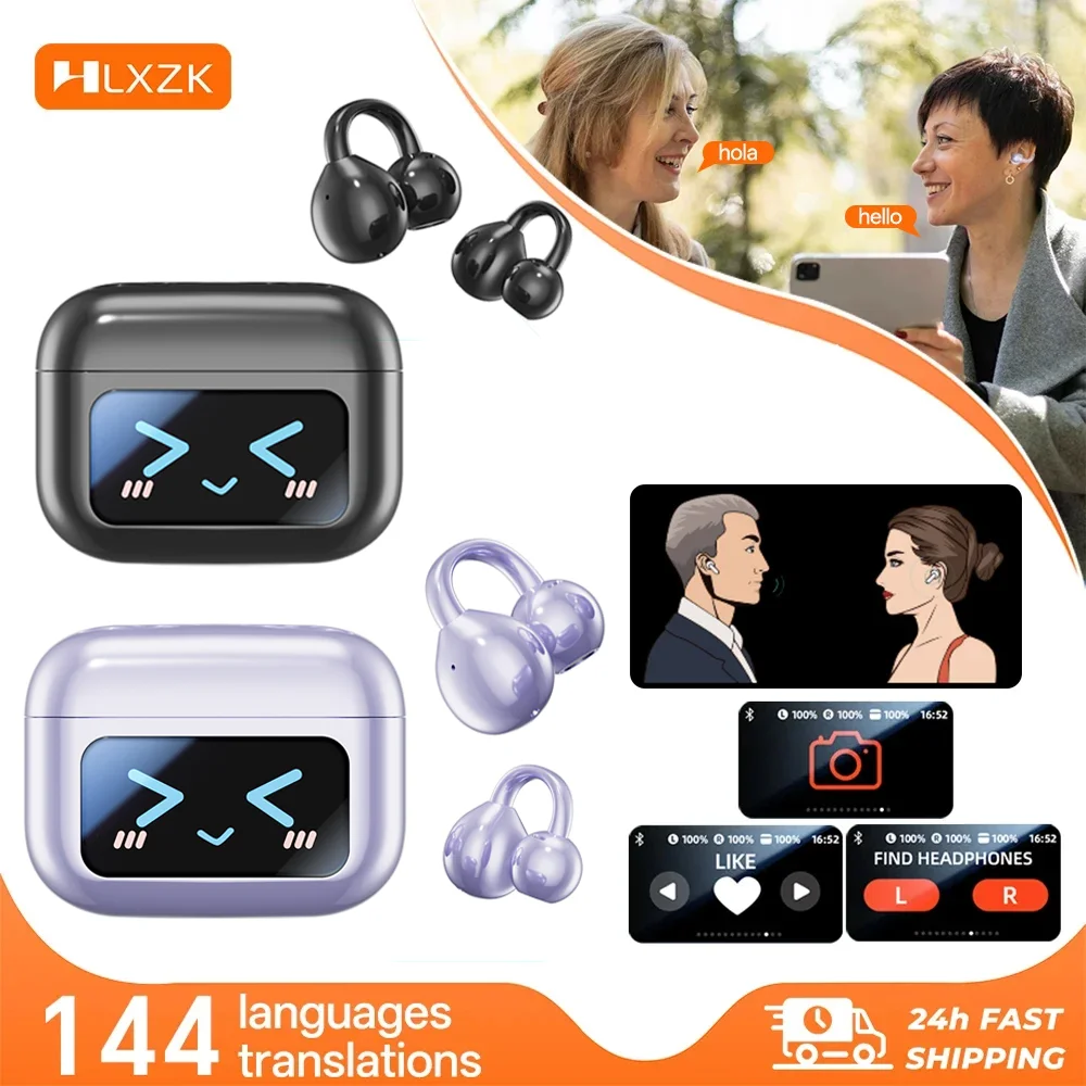 

Bluetooth Headphones Wireless Real Time Translators Earbuds High Quality Gaming Noise Canceling Ear Clips Touch Screen Earphone