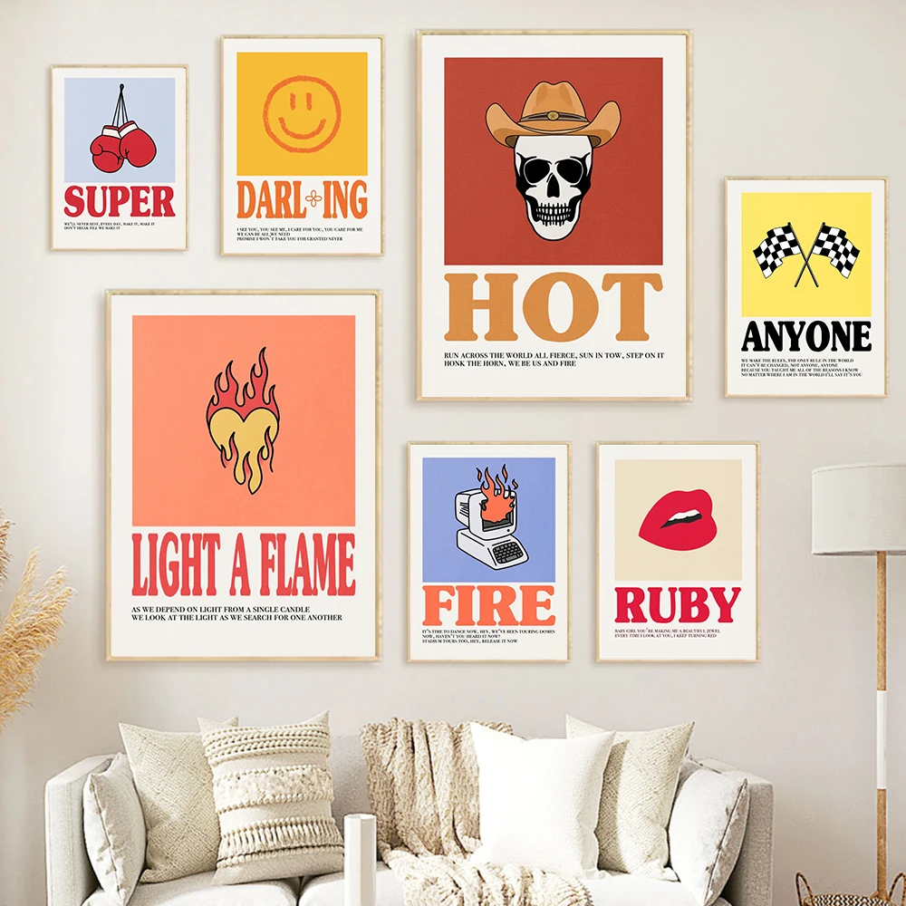 

Kpop Music Album Poster Aesthetic Pop Rock Band Wall Art Rapper Fire Canvas Print Canvas Painting Room Home Decor Fans Gift