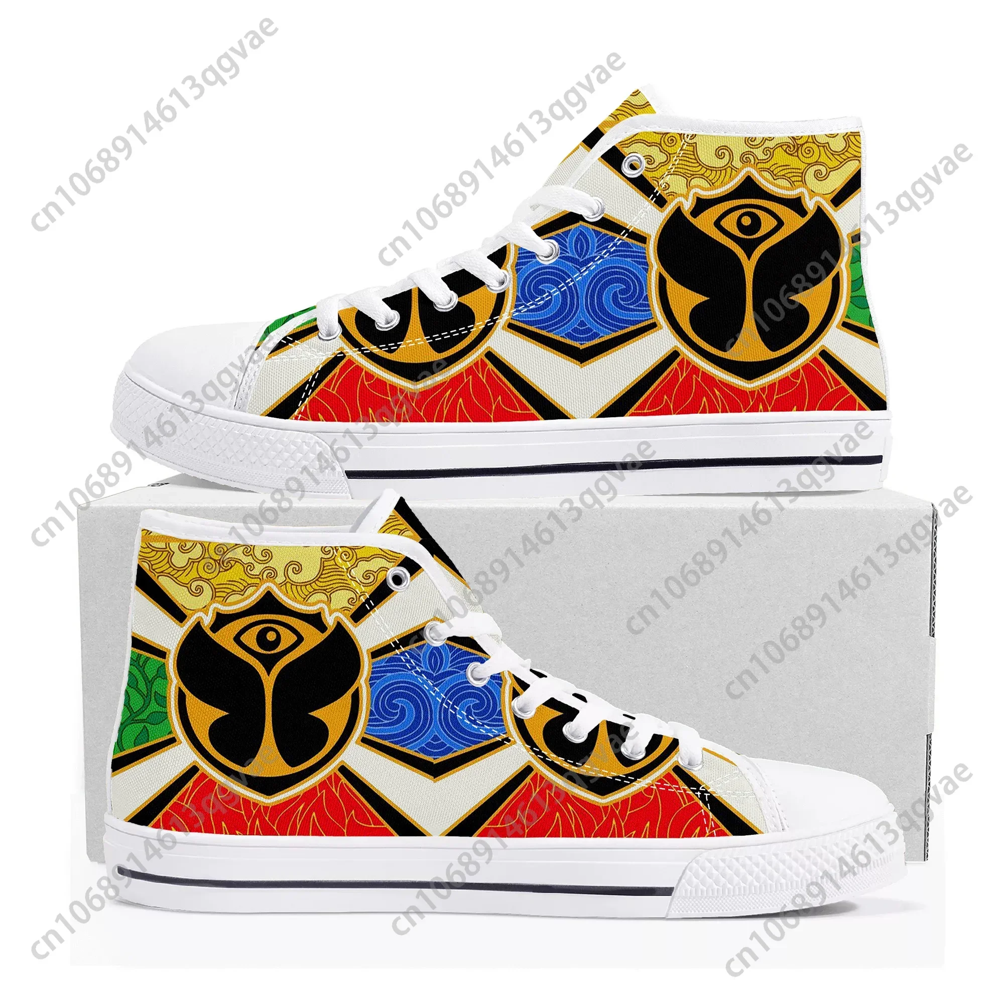 Tomorrowland Flag Music Festival High Top High Quality Sneakers Mens Womens Teenager Canvas Sneaker Custom Made Couple Shoes