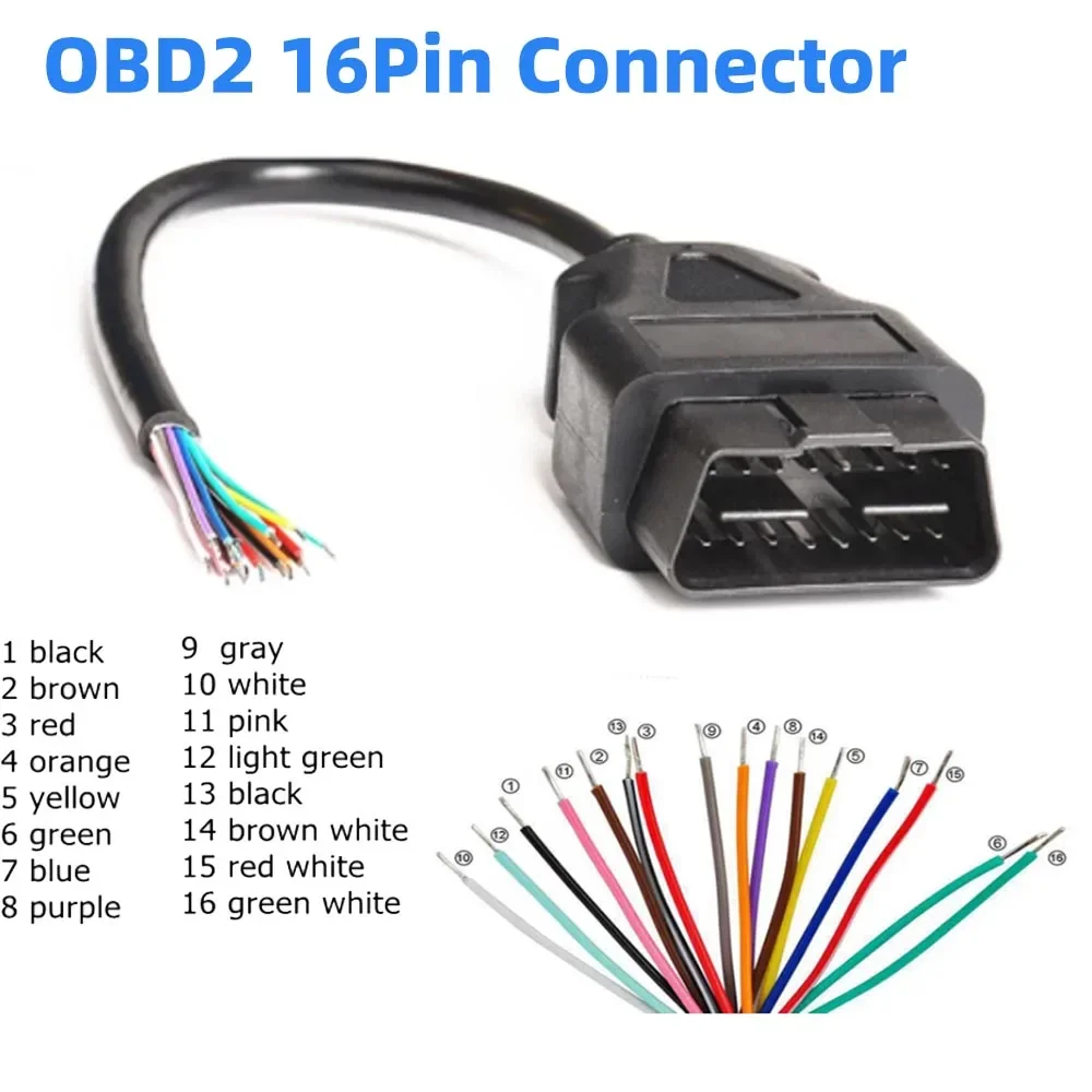 Length 30CM/60CM OBD2 16Pin Female/male Connector to Opening OBD Cable OBDII OBD-ii ODB2 16 Pin OBD 2 Adaptor with ELM327 WIFI