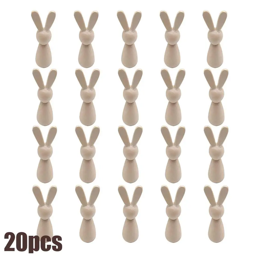 20pcs Wooden Rabbit Figure Unpainted Peg S Puppet Craft Easter Blank Day Diy Art Party Bunny Decoration Wood K1r7