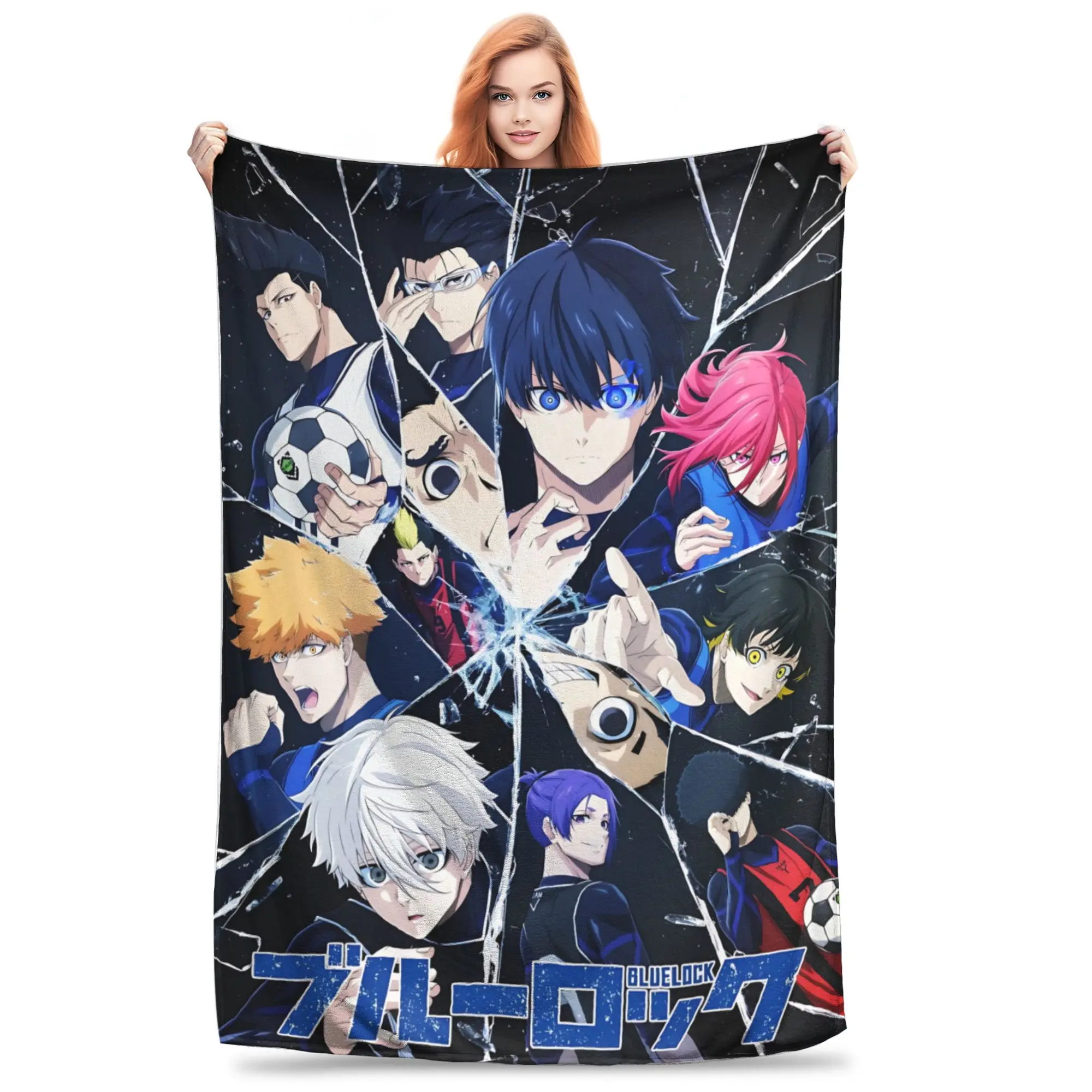 1PC home Christmas Room Decor Blue Lock Football Anime Blanket Throw Blanket  Novelty Warm Blanket All Season