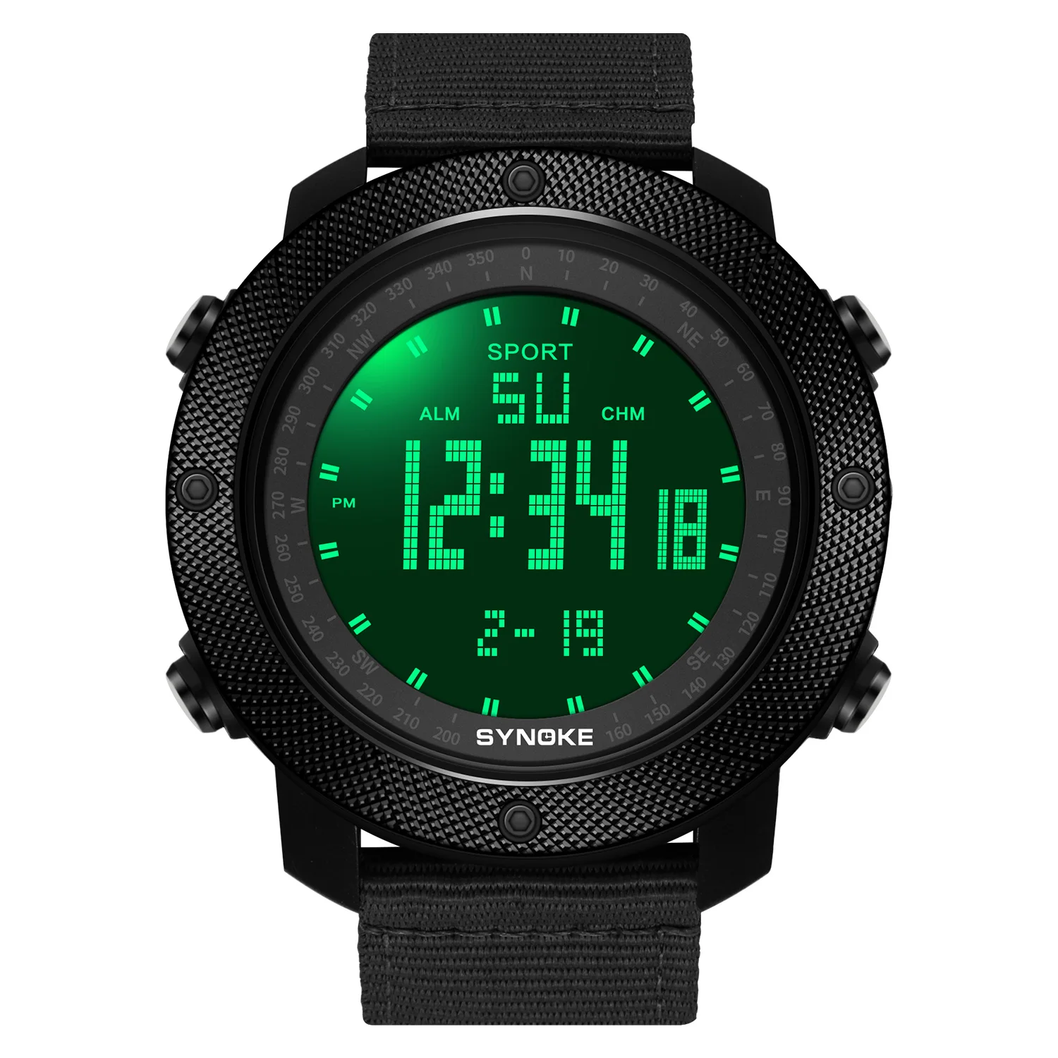 Nylon Strap Mens Watches Waterproof 5Bar SYNOKE Brand Digital Military Sport Watch for Men Large Black Dial Design Watch Men