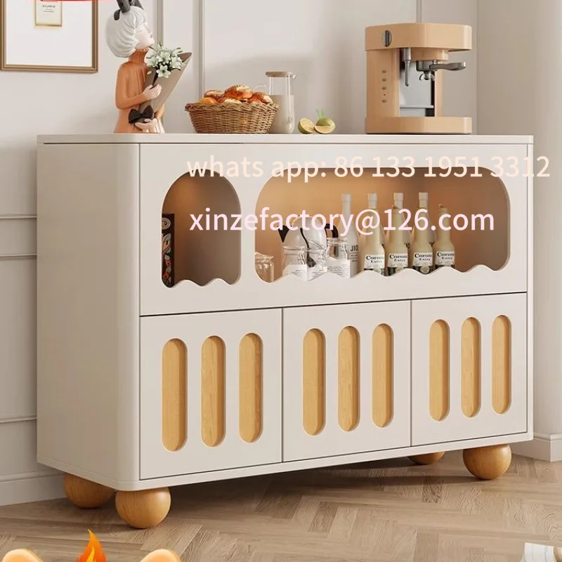 

Log cream-style dining side cabinet wine cabinet living room household wall-mounted light luxury porch cabinet storage shelf