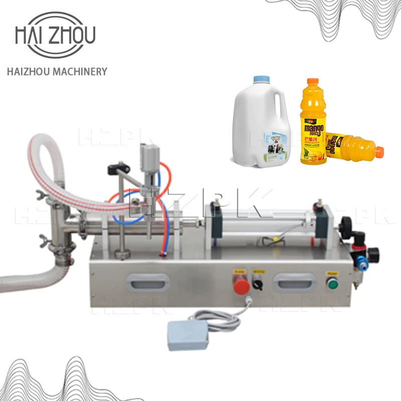 HZPK Liquid Filling Machine Piston Filler Oil Pneumatic Shampoo Gel Honey Milk Juice Liquid Soap Filling Machine G1WYD1000