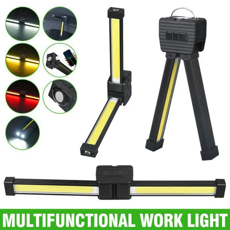 Waterproof Led Flashlight Gym Lamp Light Posing With Magnet Rechargeable Flashlight With Hook 7-grade Dimming 180Degree foldable