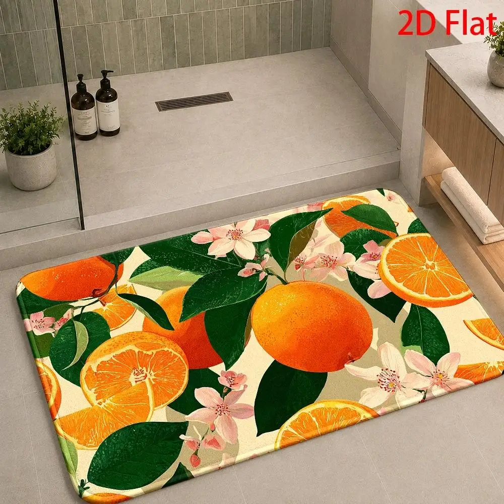 Tropical Citrus Orange Slices Bath Mat Rug Anti Fatigue Bathroom Floor Runner Mat Home Decor Kitchen Area Mat Towel