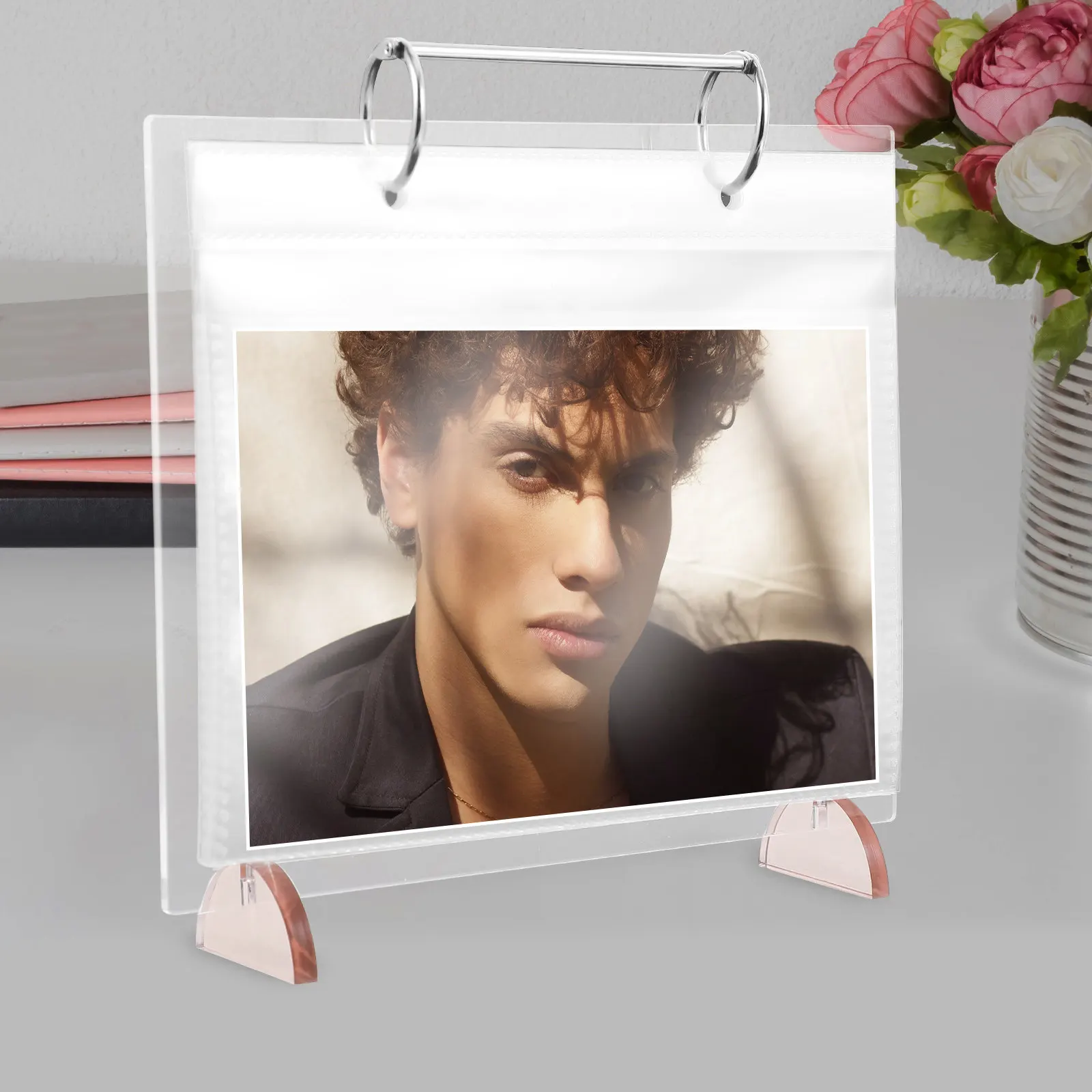 

Photo Album Stand Desktop Clear Reusable Menu Sign Holder Tabletop Desk Calendar Display Organizer Storage Holder for Office