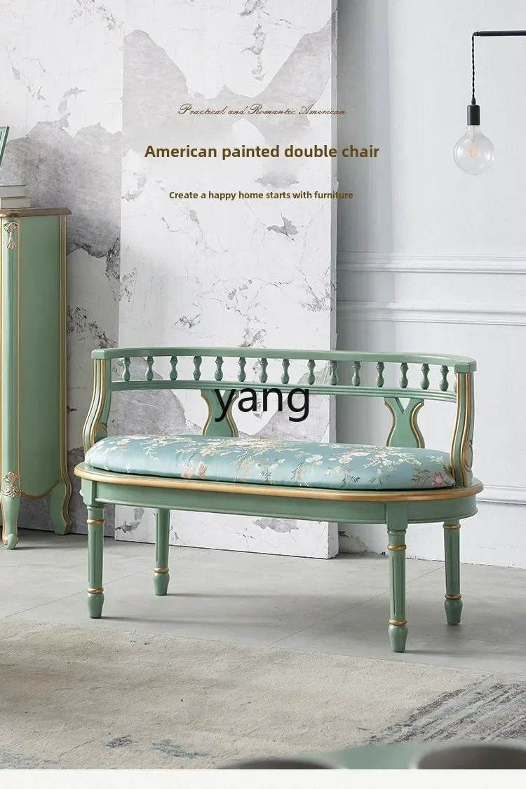 LMM solid wood table and chair combination home balcony backrest solid wood painted single chair retro