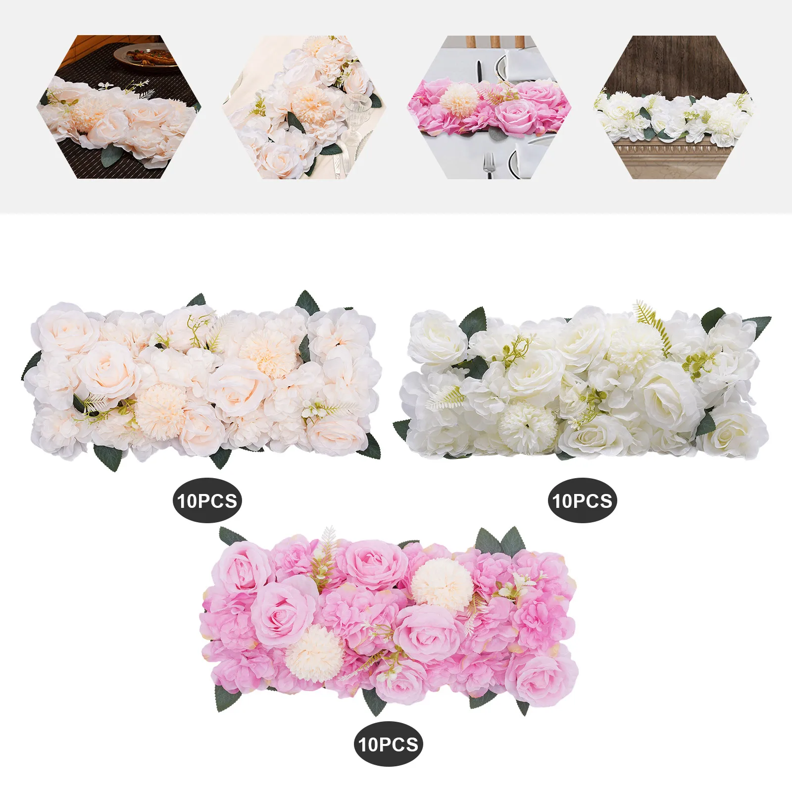 Wedding Dining Table Artificial Flower Centerpiece 10Pcs Reception Kitchen Living Room Decor,White/Pink/Champagne