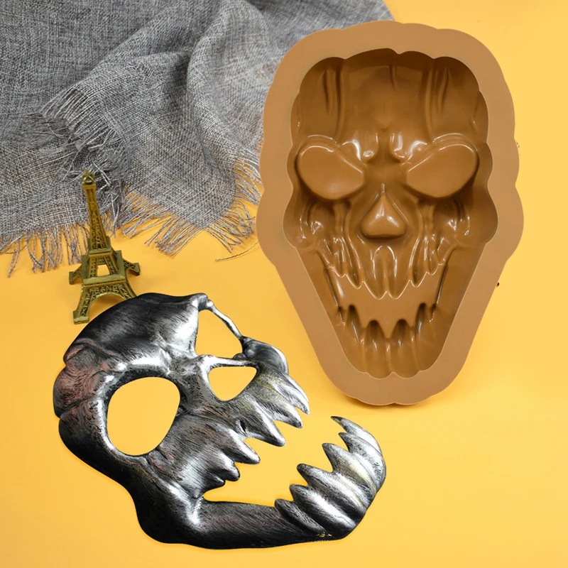 Halloween Horror Mask Design Skull Chocolate Mold Silicone Cake Mold All Saints' Day Kitchen Bakeware Halloween Dessert Tools