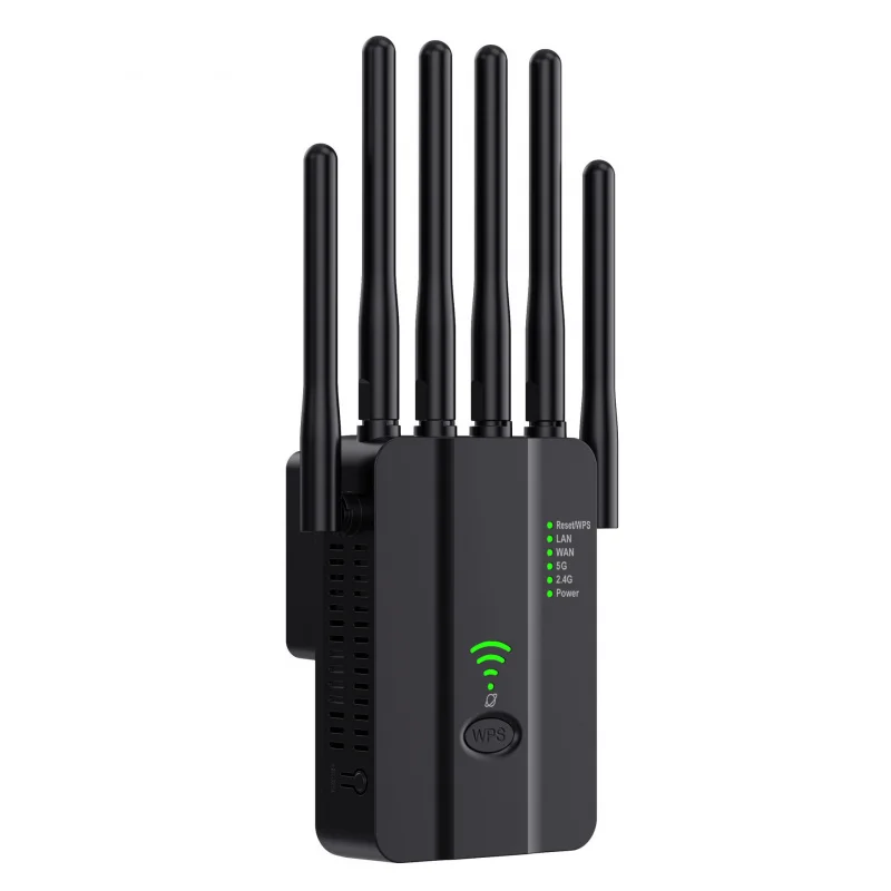 

1200M/300M WiFi Extender, Dual Band 5G/2.4G Signal Booster, 6 Antenna Repeater for Home Router, US/EU Plug