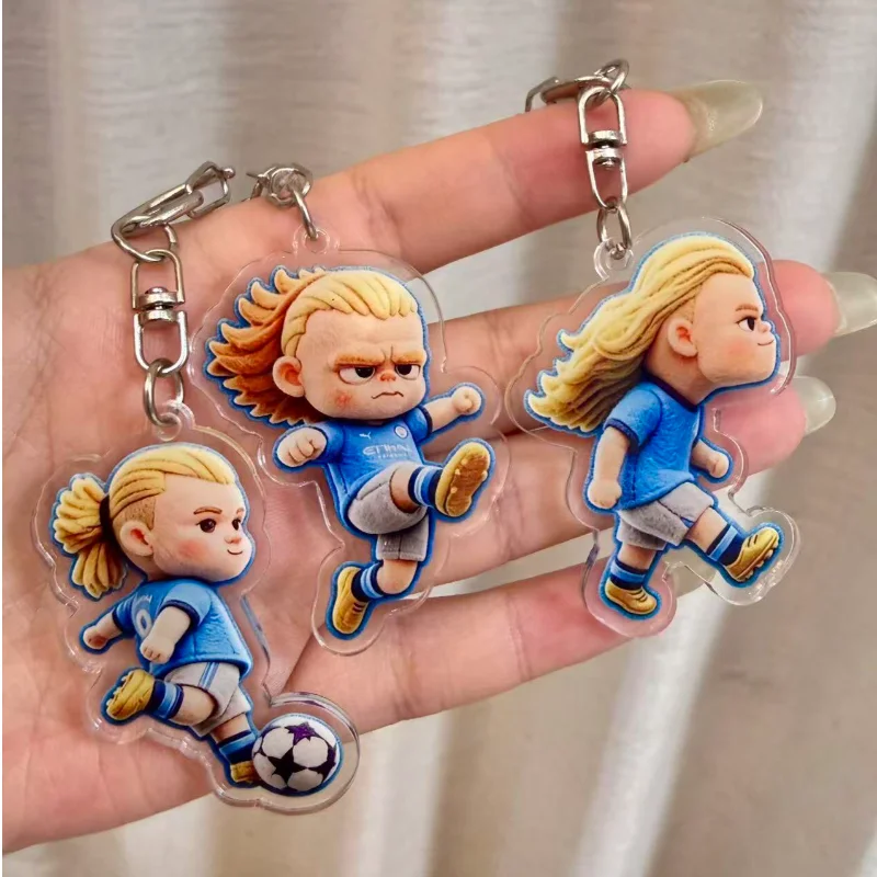 Erling Haaland World Cup Norway Football Handbag Keychain Q Edition Cute Cartoon Backpack Decoration Wallet Pendant