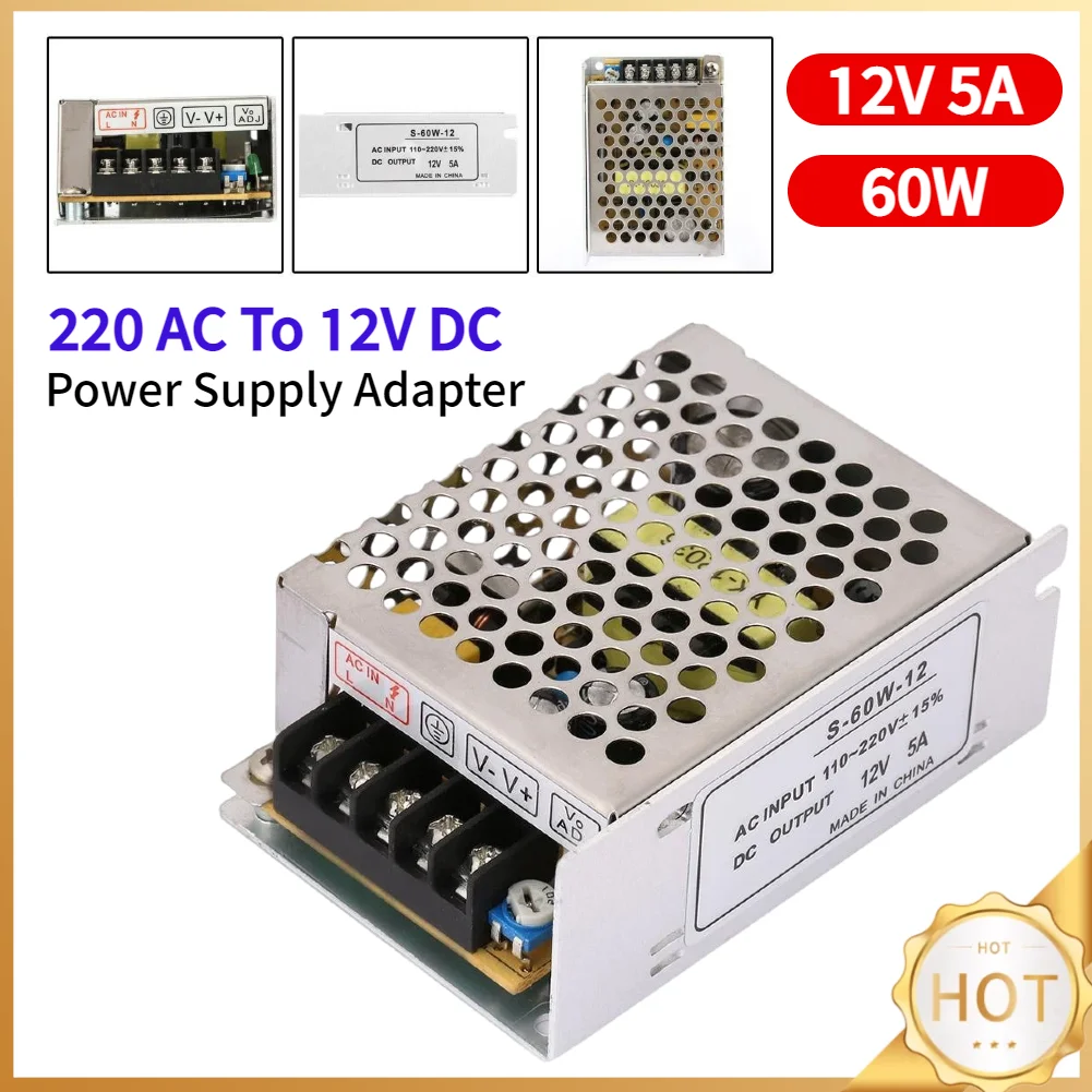 12V 5A Switching Power Supply 60W Power Supply Transformer Switch 220 AC To 12V DC for LED Strip Light