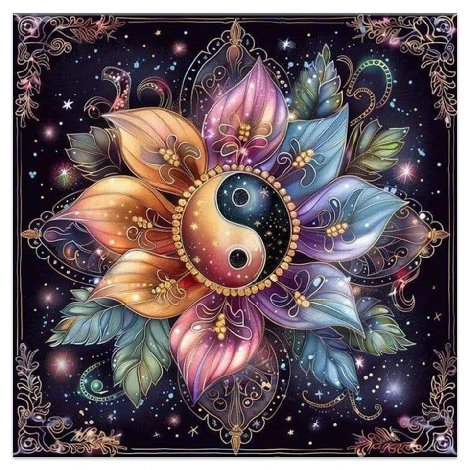 

5D алмазная живопись Фэнтези Мандала Лотос Искусство Хобби Горный хрусталь Тай Чи фотографии Полный дрель Алмазная мозаика Цветочное украшение дома