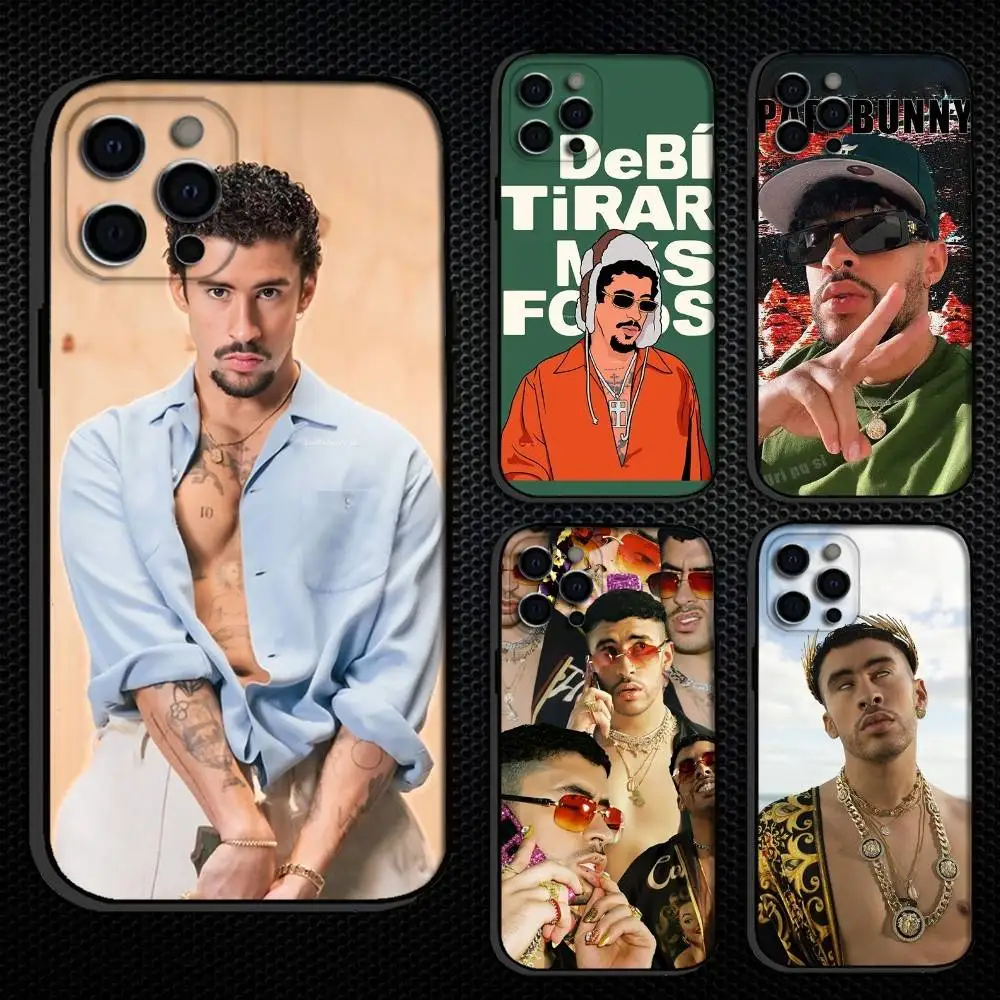 

Singer B-Bad B-Bunny Phone Case For iPhone 16,15,14,13,12,11 Plus,Pro Max, Others Soft Black Cover