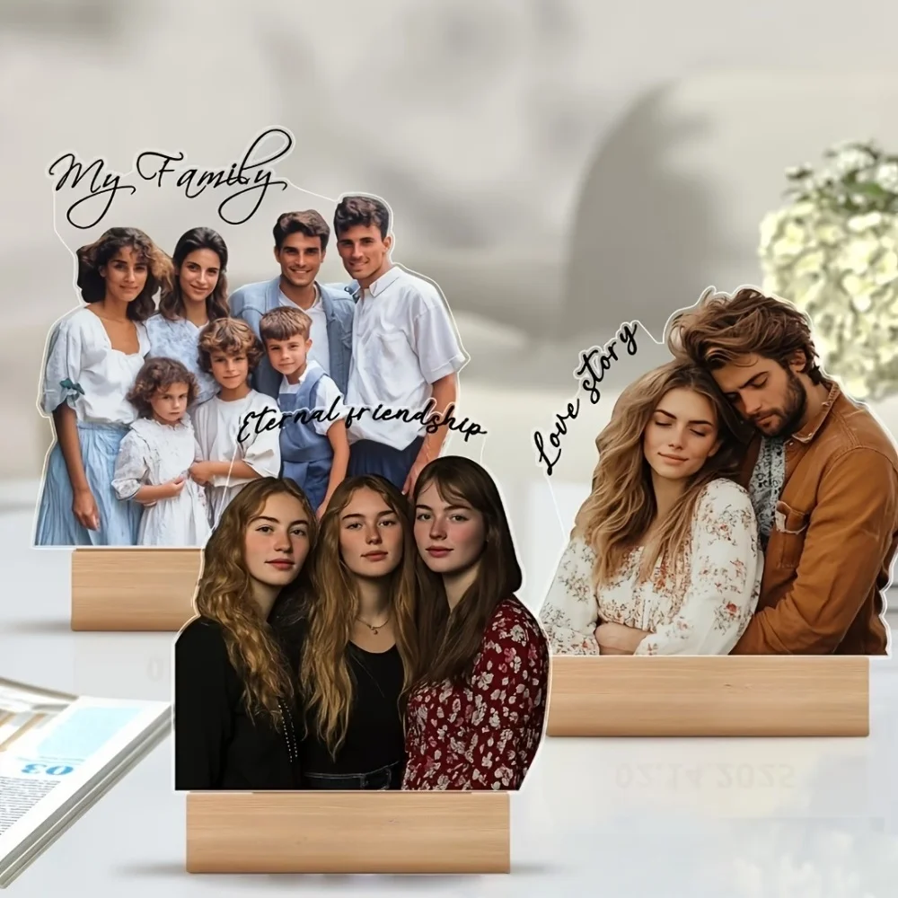 Personalized Custom Photo Standee Group Photo Custom Desktop Ornaments Couple Photos Custom Statuette Acrylic ecorative Gifts