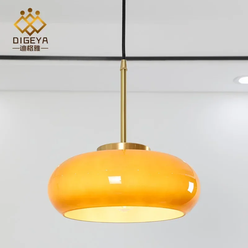 

Yellow Glass Pendant Lights Fixtures Copper Bedroom Living Room Beside Nordic Modern Hanging Lamparas Pendente