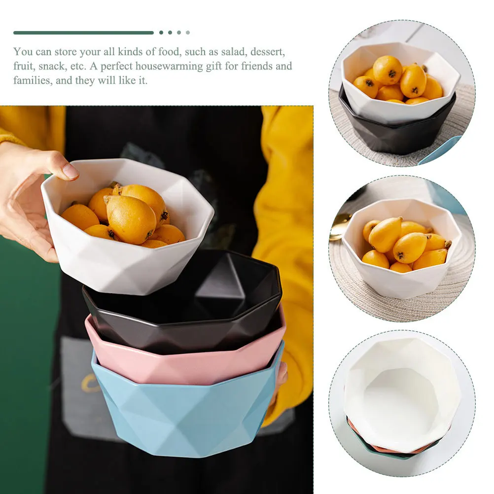 

2Pcs Rice Bowl Ceramic Material Simple Design for Soup Noodle Ramen Salad Dessert Multi-Use Dinner Bowls Home Food Serving