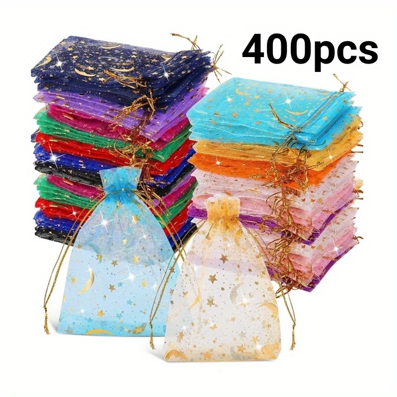 

400 шт. прозрачные сумки из органзы премиум-класса с ювелирными изделиями в виде луны и звезд, свадебные сувениры, косметика и подарки для вечеринок