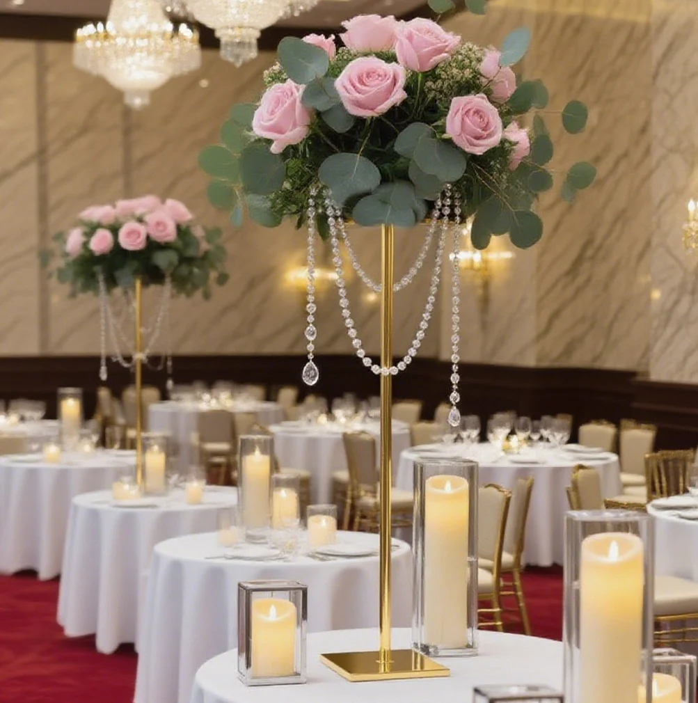 

10pcs)80-120cm)f30 Gold Silver Metal Table Centerpiece Flower Stand Wedding Decor Table Centerpieces Tall Metal Flower Stand