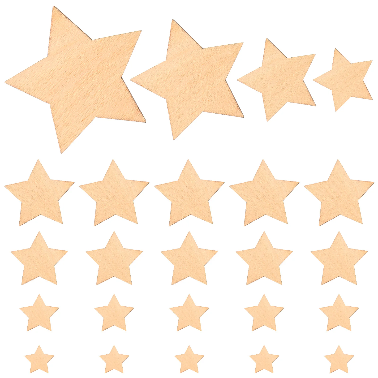 100Pcs Unfinished Wood Stars Natural Plain Craft Shapes for Painting Drawing Glitter DIY Projects Christmas Thanksgiving