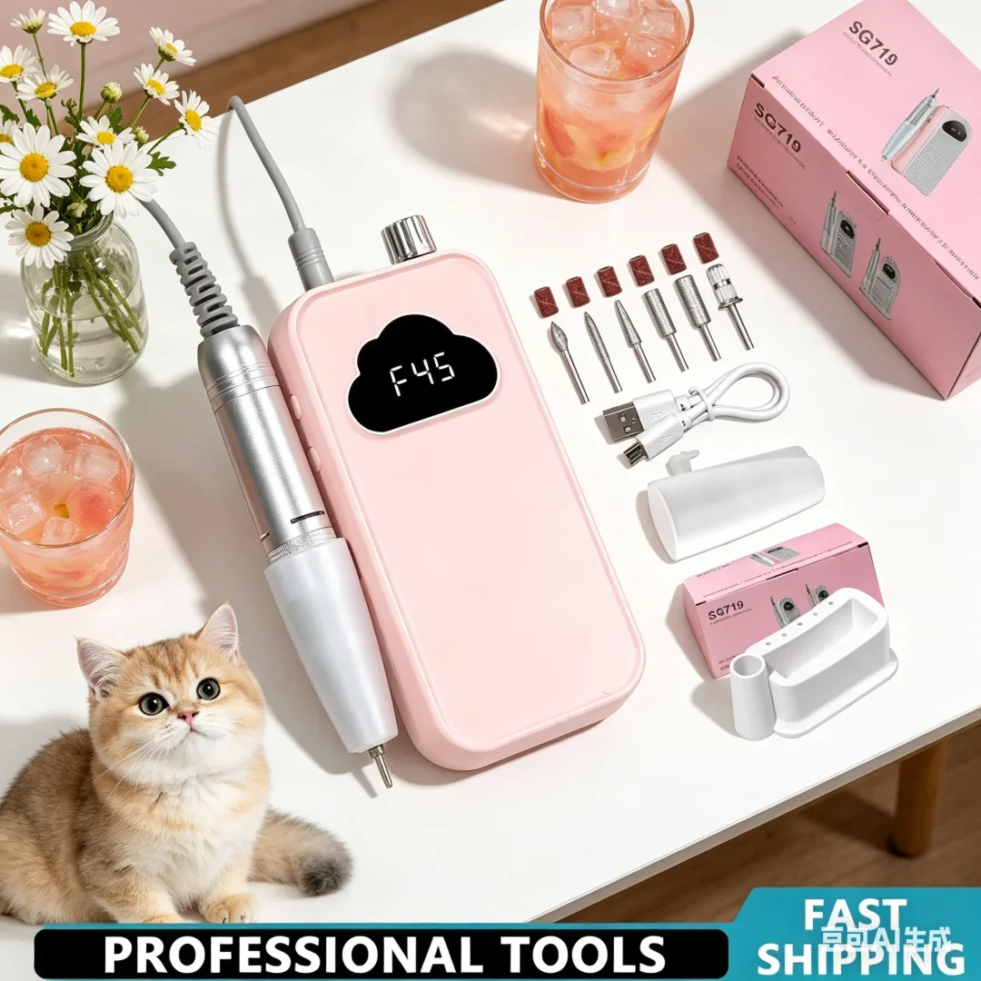 

Recherché 45000RPM Electric Nail Drill Rechargeable Electric Portable Nail Sander File for Gel Nails Polishing Luxuriant Salon