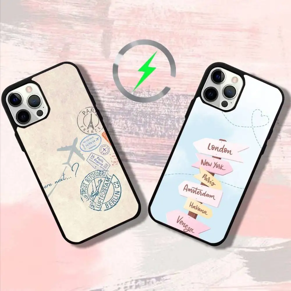 

Чехол для телефона Travel Plan для iPhone 17,16,15,14,13,12,11,Pro,Max,Plus,Mini,SE4,E с магнитной беспроводной зарядкой Magsafe