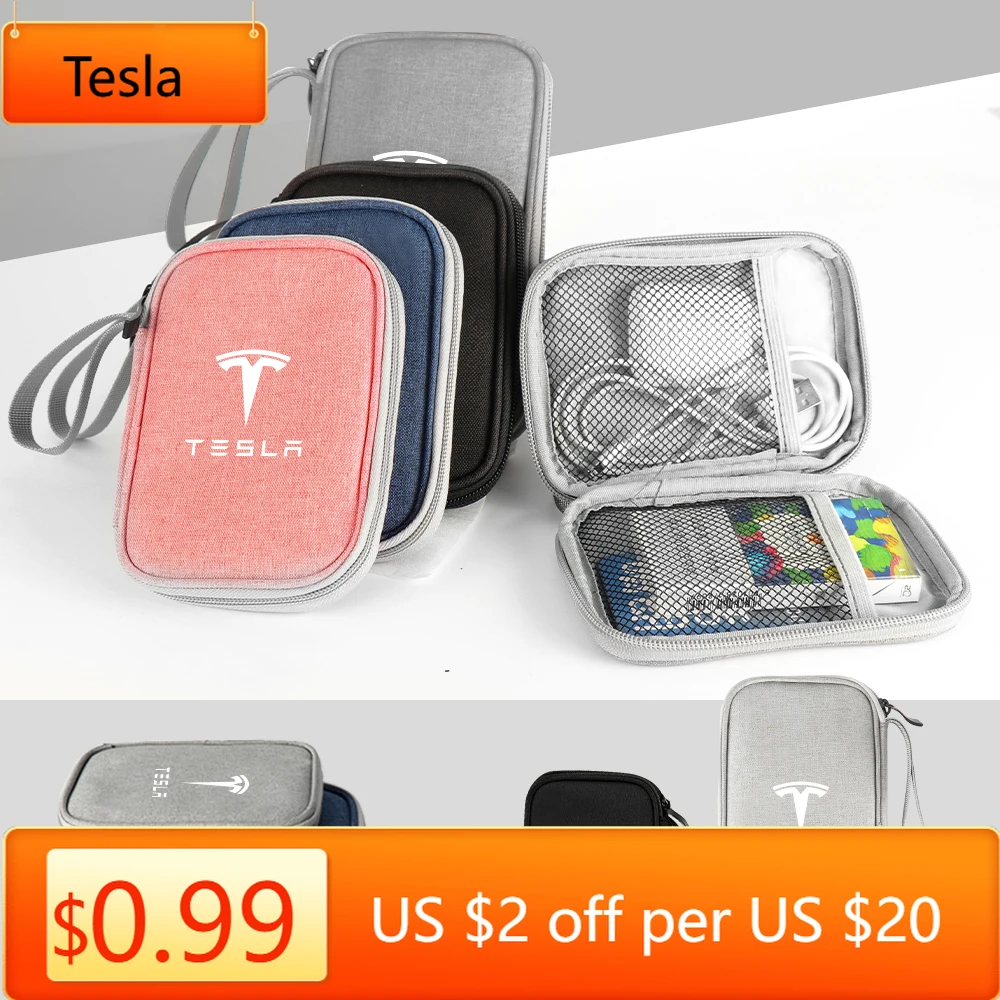 

Tesla Car Emblem Storage Bag Car Documents Keys Card Organize Pouch For Tesla Model 3 Model S X Model Y Roadster SpaceX K80 Inva