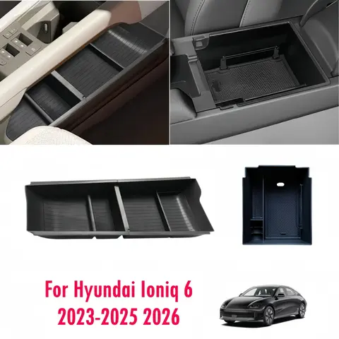 ABS Armrest Box & Lower Center Tray for Hyundai Ioniq 6 2023-2025 2026 Center Organizer with Rubber Trim for Ioniq 6 SE SEL Limi