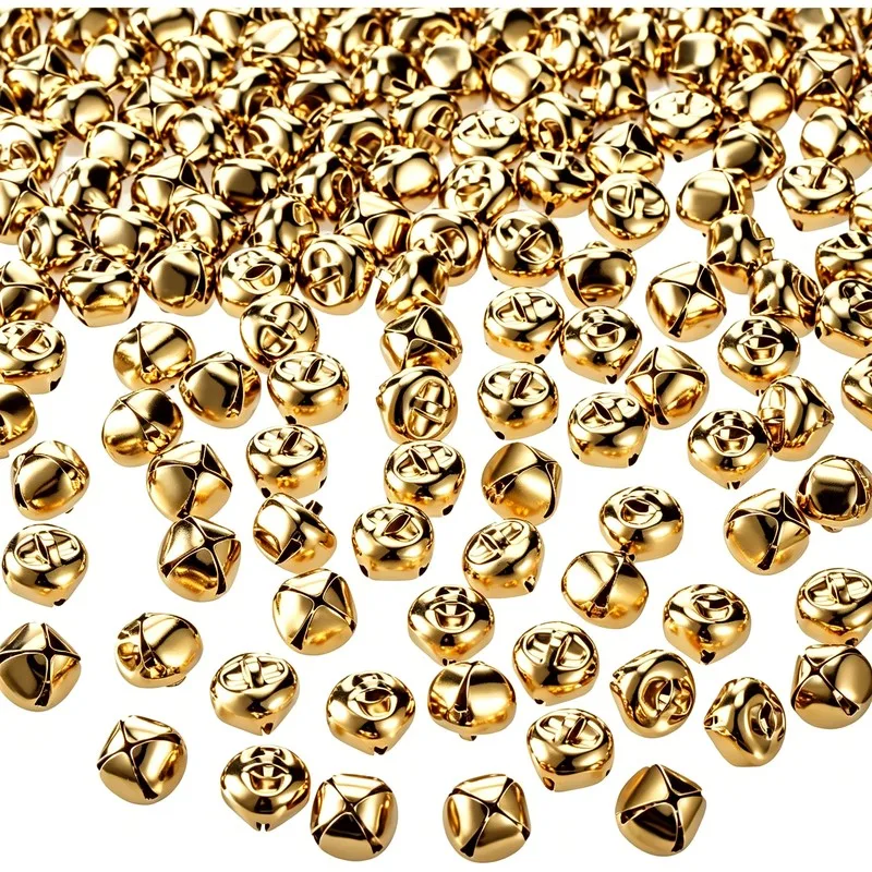40 pcs 8mm Christmas Decoration Bells for Pet Collar Charm, Small Delicate Size, Metal Alloy Material, Gold