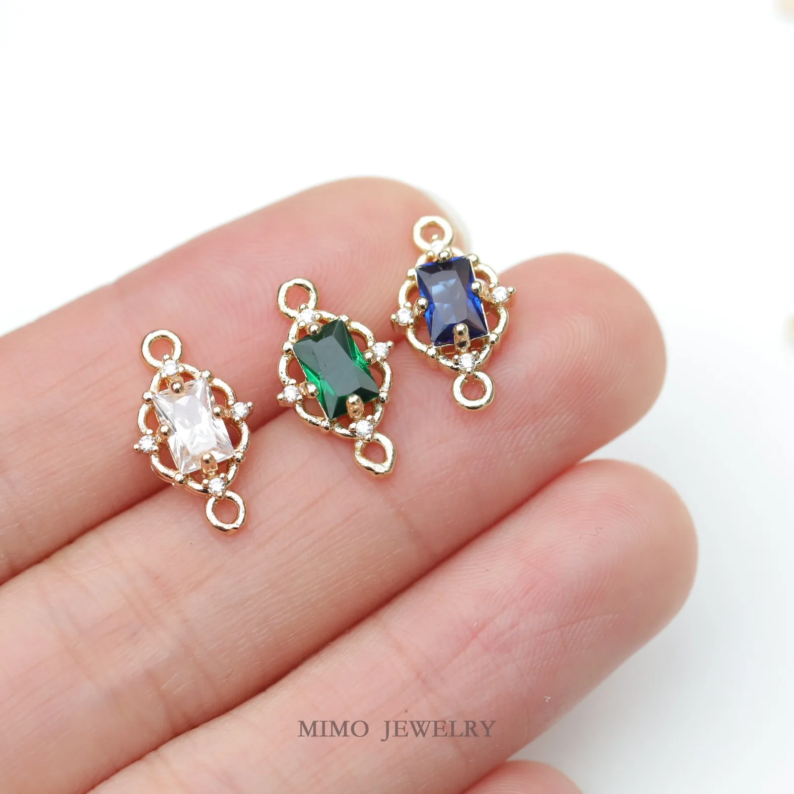 Micro Inlaid Rectangular Zircon Retro Lace Pattern Double Circle Charms Pendant Supplies DIY Hand Brass Gold Plated Accessories