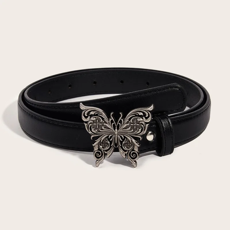 

New Metal Butterfly Snap Belt Versatile Simple Retro Women's Belt Decorated Jeans with Trendy