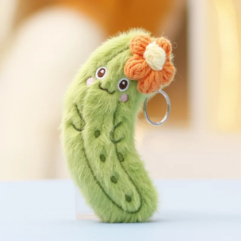 12 cm Lustige Gurken Streifen Plüsch-schlüsselbund Kreative Obst Puppe Schlüsselring Frauen Rucksack Tasche Anhänger Kinder Geburtstag Geschenk Zubehör