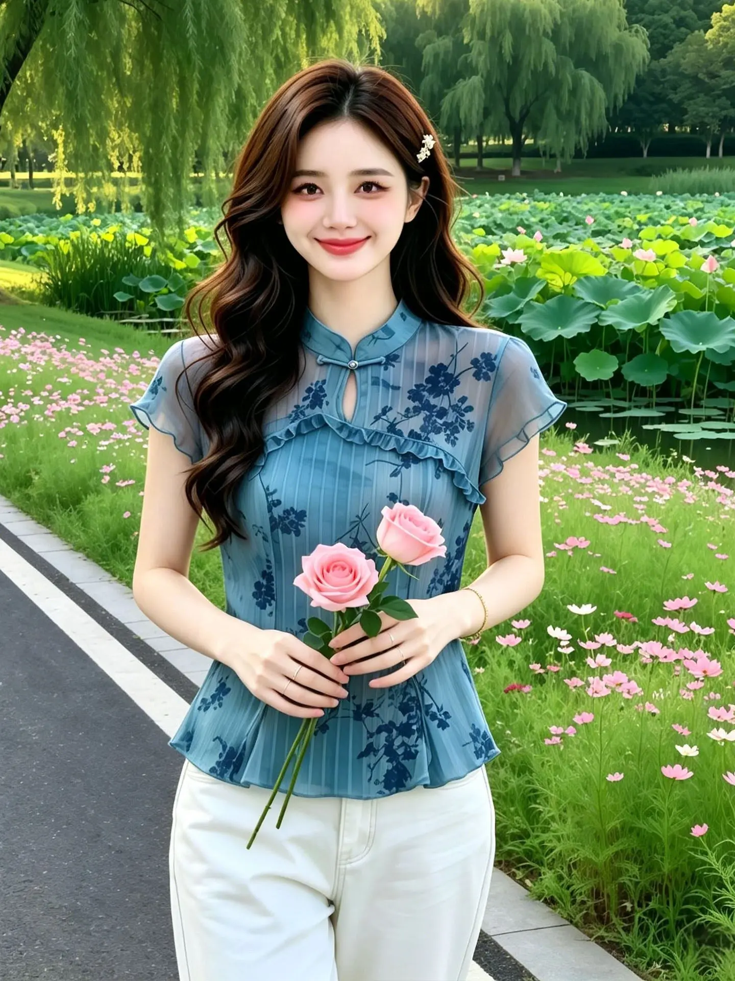 

Summer 2026 Women's Short Sleeve Shirt Casual Home Outdoor Printed Thin Breathable Basic Style High End Top Korean Style Commute