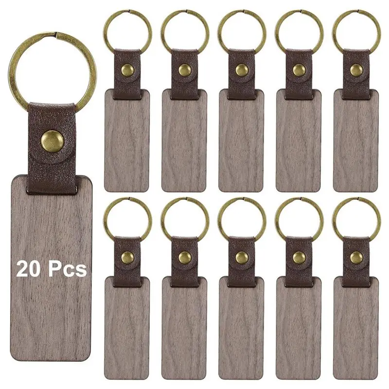 

A18P-Wooden Keychain Blanks Personalized Keychain Tags Small Key Chain Bulk For Laser Engraving