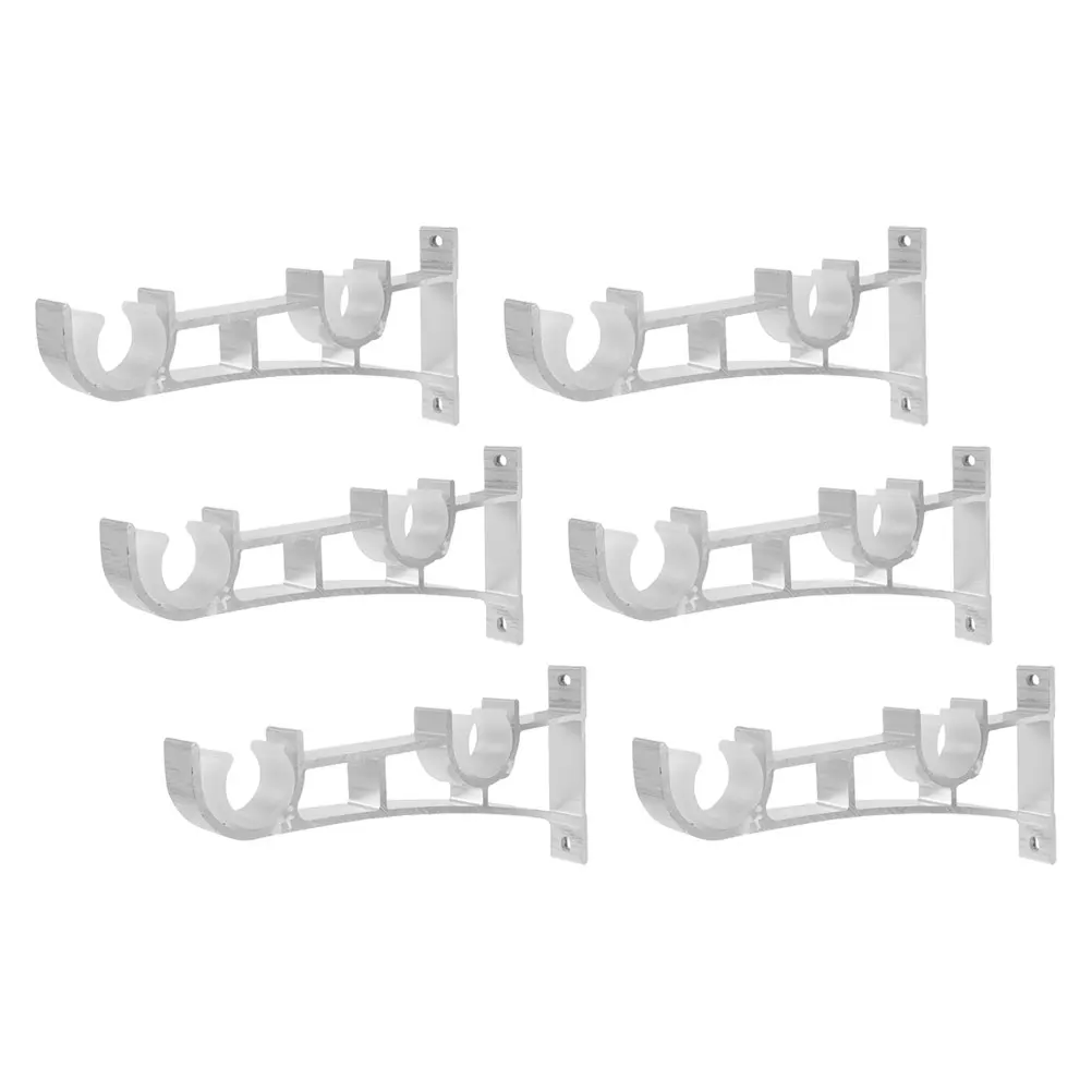 

6PCS Curtain Brackets Double Layer Side Top Mount White Aluminum Heavy Double Layer Curtain Rod Duty Windows Decor Hardware