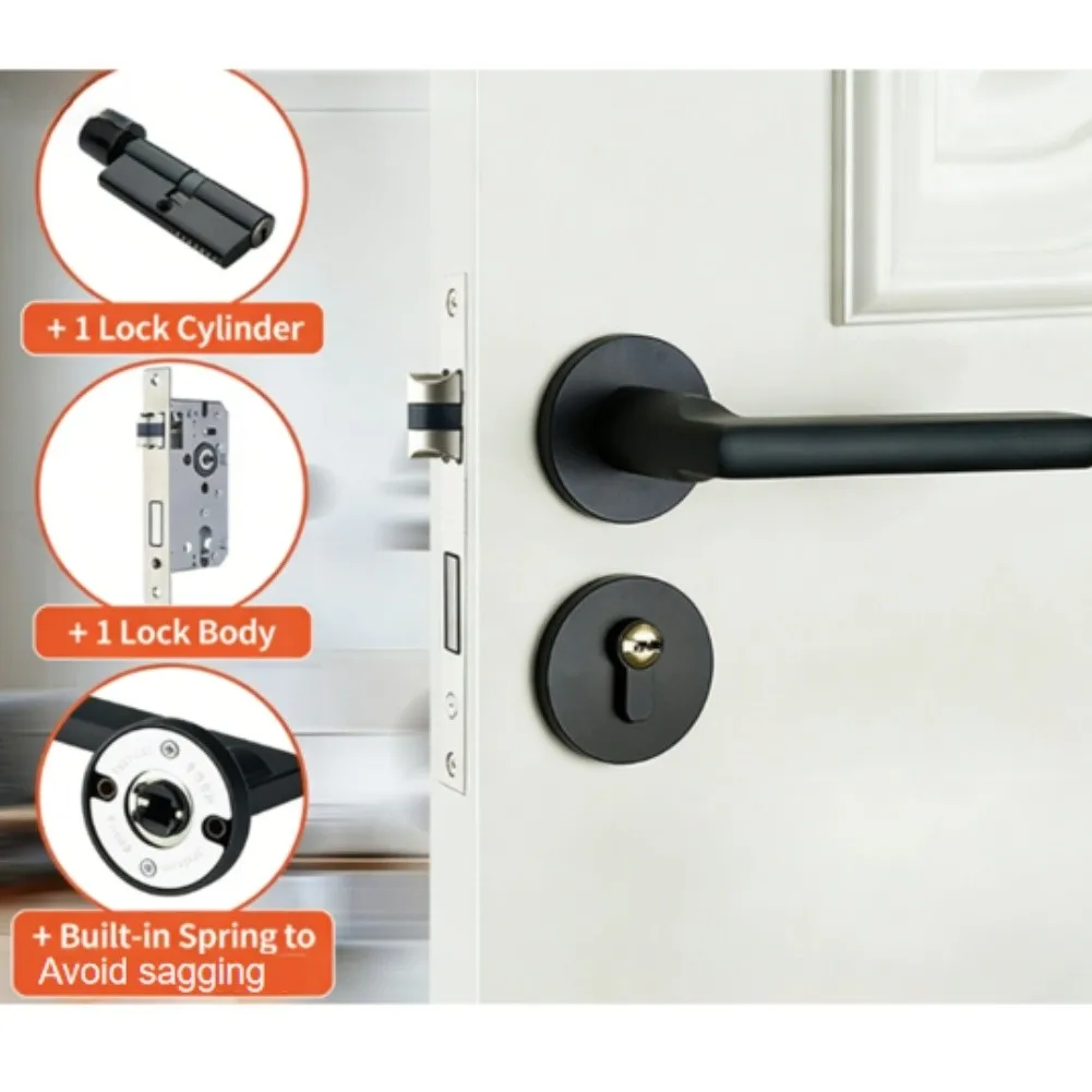 Manganese Steel Interior Door Lock Set with Silent Locking Function and Enhanced Handle Stability for Residential Doors