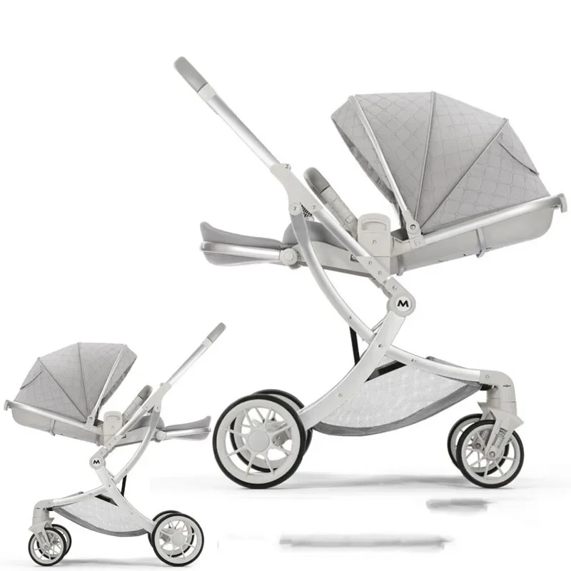 Two-way Baby Stroller High Landscape Lightweight Folding Newborn Travel Stroller Can Sit and Lie Down Four-wheeled Stroller