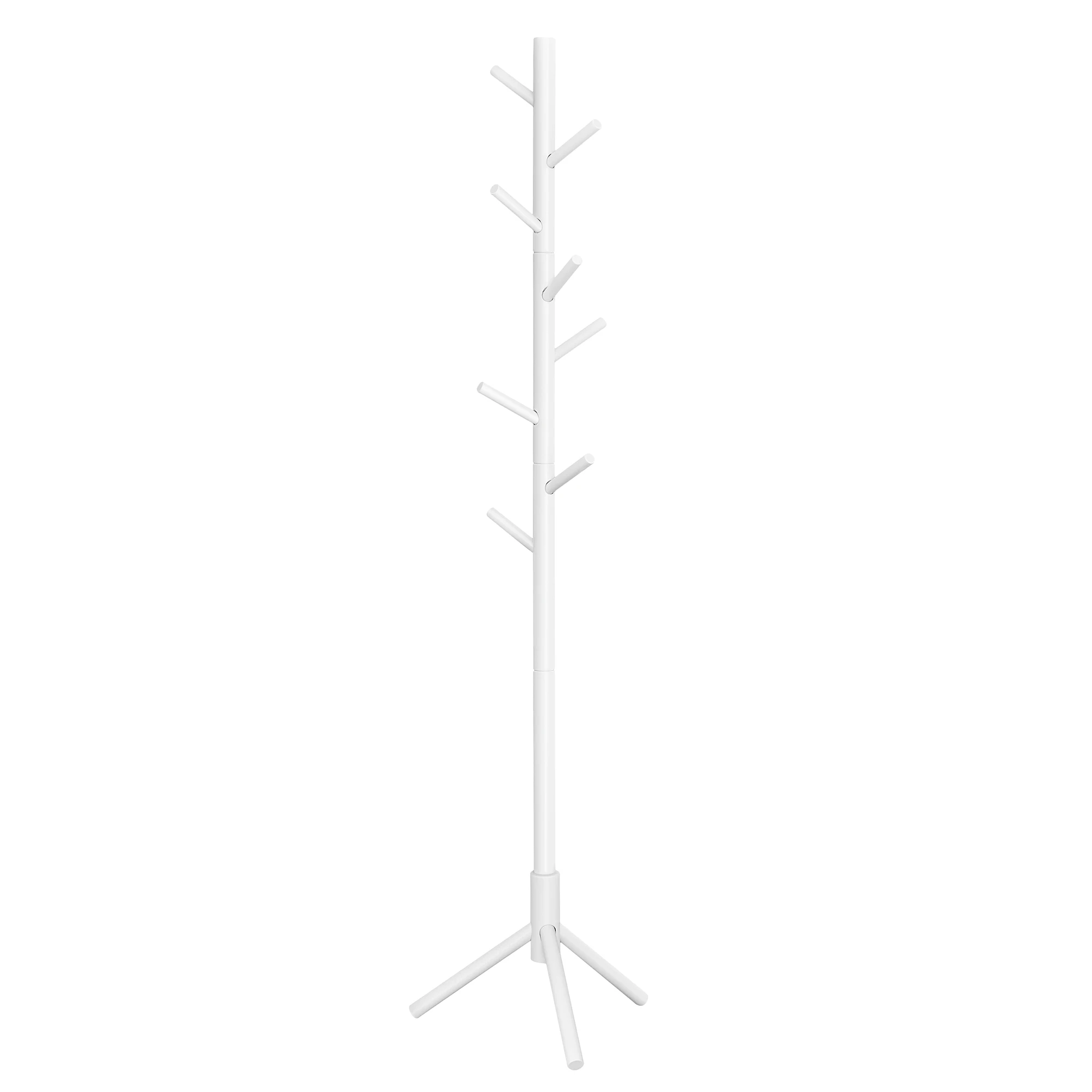 VASAGLE Solid Wood Coat Rack, Free Standing Coat Rack, Tree-Shaped Coat Rack with 8 Hooks, 3 Height Options, for Clothes