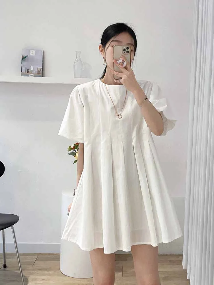 Rok A-Line Bulat Sve Dr Wanita Baru Musim Panas Rok A-Line Berlipat Dr Korea Sle Pinggang Tinggi Or Sve Dr