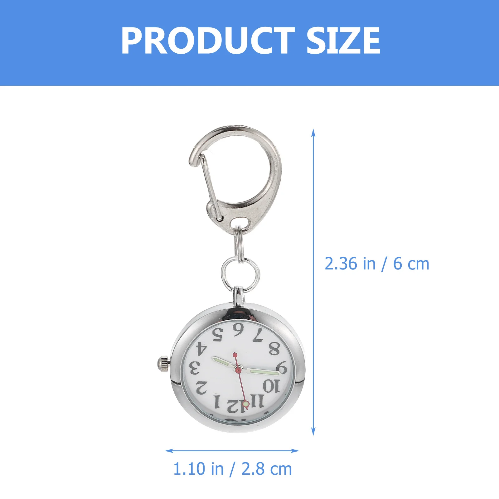 ساعة جيب للممرضات مع أيدي متوهجة ليلاً، تصميم بمشبك مقاوم للصدأ من الفولاذ المقاوم للصدأ، لمسة نهائية ناعمة لعمل التحول