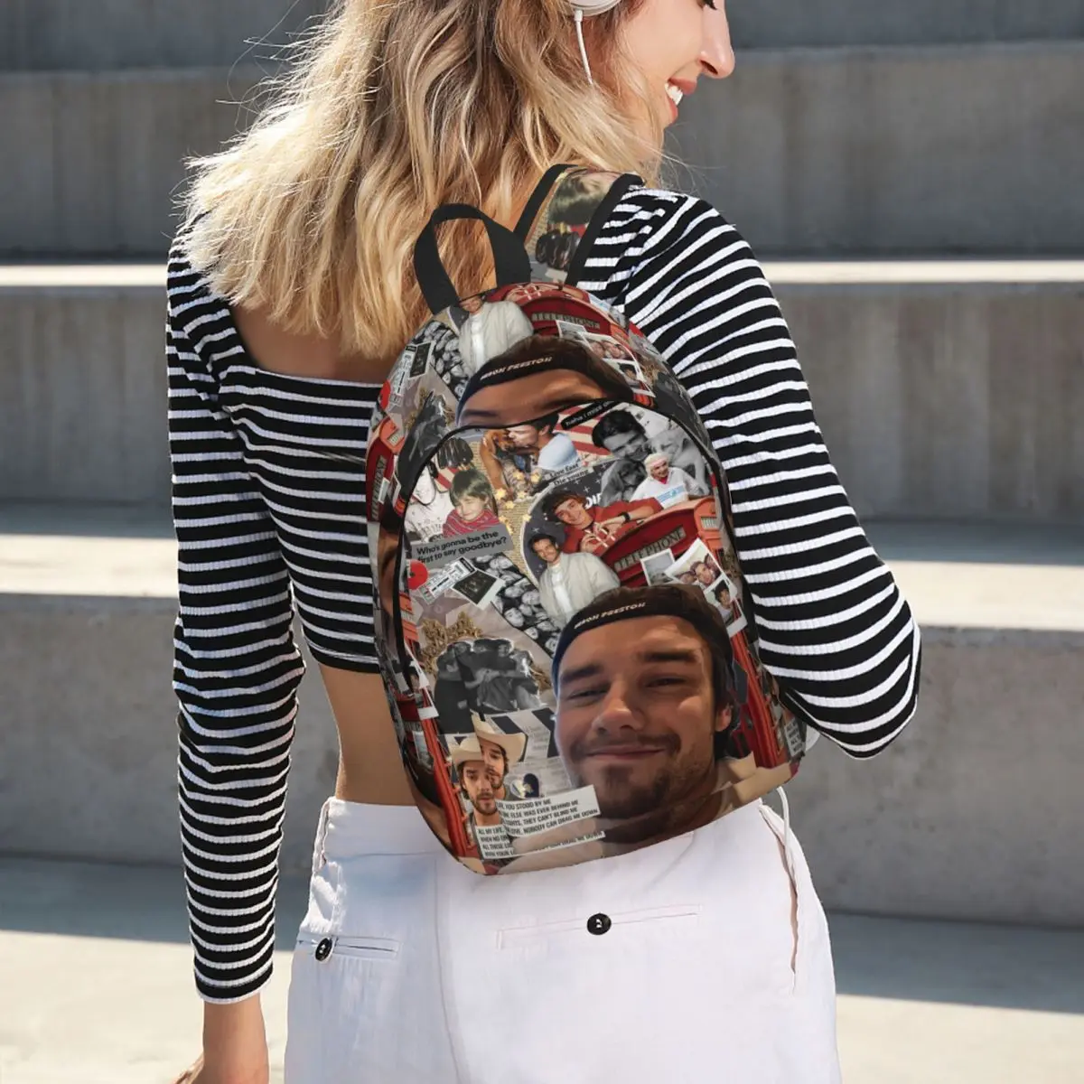 Liam Payne Photo Collage Backpack Daypack Large Capacity Kids BookBag School Bag Shoulder Bags for Men Women