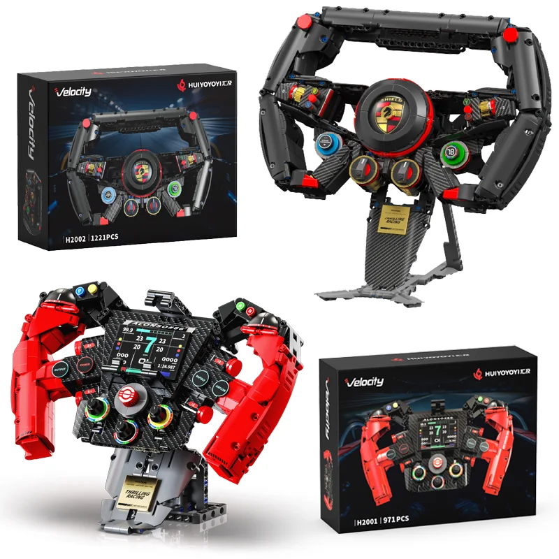 

2Types Technical Racing Simulation Steering Wheel Building Blocks Steering Wheel Model Toys Can Place mobile phone Gift For Kids
