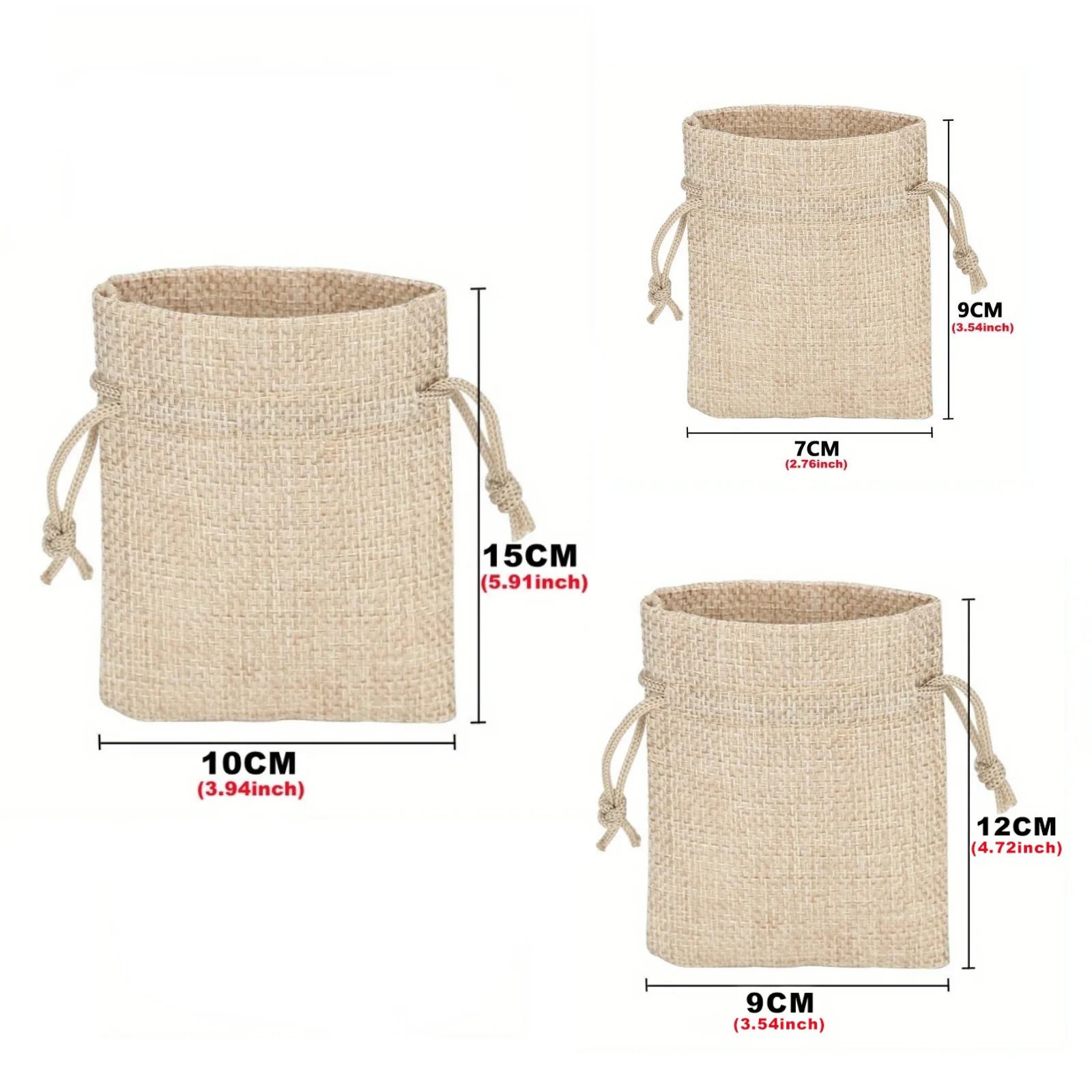 200PCS 10X15CM/9X12CM/7X9CM Drawstring Burlap Bag Jute Gift Bags DIY Wedding Favor Gift Bag For Packaging Candy Chocolate Jewery