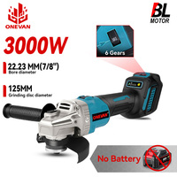 ONEVAN 125MM Brushless Electric Angle Grinder 6 Gears Cordless PolishIing Grinding Cutting Power Tools For Makita Battery Pin