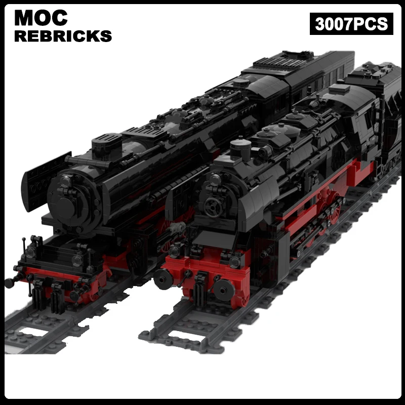 Moc locomotiva de vapor ferroviária drg 53-drb 52 mini blocos de construção montagem modelo tijolos exibição criativa presentes do feriado do miúdo