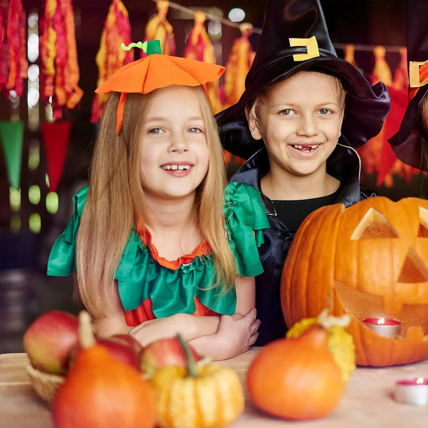 Halloween Abóbora Headbands Set para Festa em Família, Traje engraçado Elastic, Aniversário Suprimentos, 4 Pcs